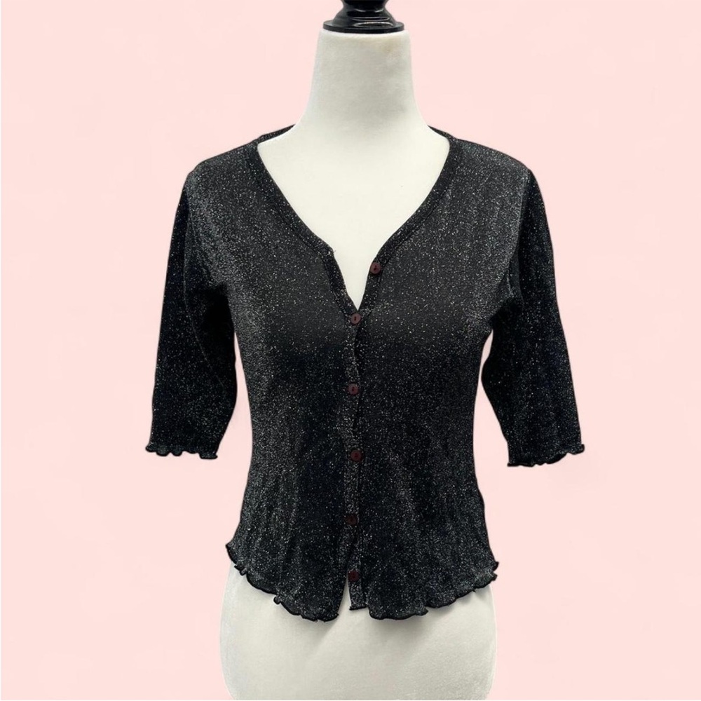Elegant Black Glitter Cardigan
